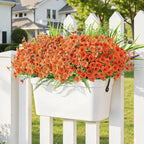 Alupssuc 24 Bundles Artificial Flowers for Outdoors Spring Decoration, UV Resistant Eucalyptus Violet and Lavender Silk Fake Plants for Outside Indoor Yard Home Patio Decor, Orange