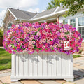 Alupssuc 24 Bundles Artificial Flowers for Outdoors Decoration, UV Resistant Silk Faux Daisy Flora Spring Fake Plastic Plants Greenery for Outside Indoor Yard Home Porch Window Box Decor(3 Colors)