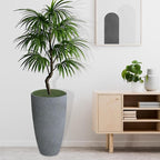 2 Packs 21 inch Tall Planter, Indoor Outdoor Round Planter for Porch, Large Plant Pot with Drainage Hole for Home Garden Front Door, Modern Decorative Pots for Plants (Dark Gray)