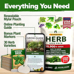 HOME GROWN 30 Herb Seeds for Planting 10,900+ Non-GMO Heirloom Seeds | Extra Large Variety Pack Herb Kit – Indoor Outdoor & Hydroponic | Culinary Seed Set | Grow Your Own Herbs | Gardening Gift