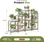 Bamworld Plant Stands Indoor 4 Sets Plant Shelves Outdoor Wooden Plant Holder for Multiple Plants Flower Stands for Living Room Balcony Garden Patio Lawn Window