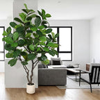 Fiddle Leaf Fig Tree 8ft - Extra Large Faux Fiddle Leaf Fig Tree with White Planter- Fig Tree with 108 Fiddle Leaves, Realistic Fiddle Leaf Fig Tree Artificial Indoor for Home Office Decor