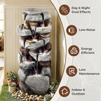 40" H Outdoor Water Fountain, Cascading Rock Waterfall Fountain with 6 White LED Lights, 7-Tiers Large Water Feature for Outdoor, Garden Water Fountain for Patio, Yark, Deck, Porch, Home Decor