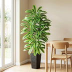 Artificial Dracaena Tree：6FT Faux Silk Tropical Yucca Floor Trees Realistic Fake Green Plant with Natural Wood Trunk & Lifelike Leaves for Home Office Decor Indoor & Outdoor (6FT,1-Pack,Black)