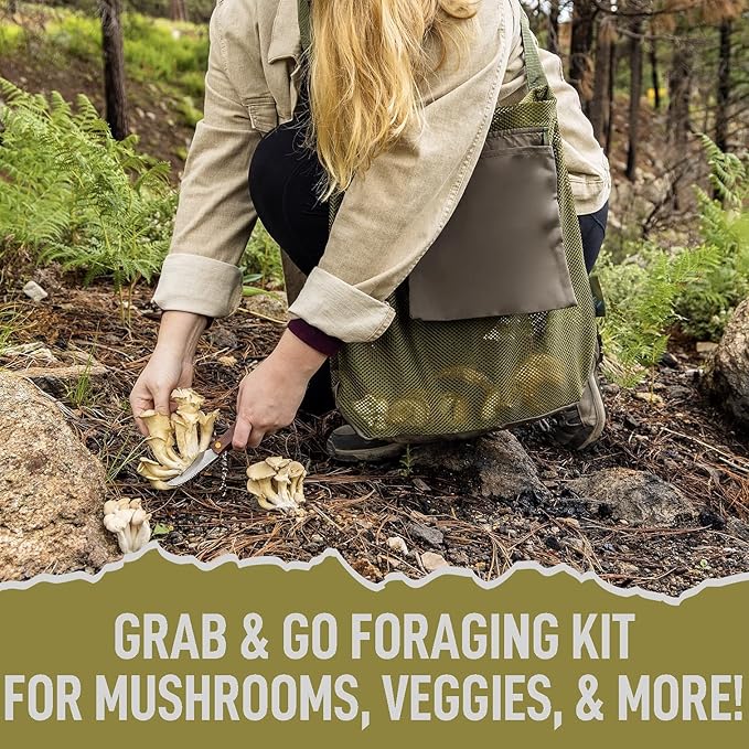 Foraging Bag - Mushroom Foraging Kit with Bag and Knife, Great for Mushroom Decor Lovers