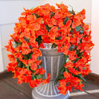Bougainvillea Artificial Hanging Flowers Plants for Outdoors Decoration, 2pcs Fake Flowers Silk Bougainvillea Vines Realistic UV Resistant Faux Flowers for Outdoor Planters Porch Patio Gardens, Orange