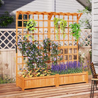 Giantex Large Raised Garden Bed with Trellis & Roof, 72" Wooden Garden Bed, High Trellis for Plant Flower Climbing Pot Hanging, Indoor & Outdoor Planter Box for Yard, Garden, Balcony