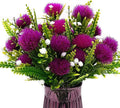 Artificial Dandelion Plants Decor, Fake Plastic Flowers Shrubs Bushes Grass for Indoor Outdoor Home Garden Wedding Party Table Centerpieces Arrangements Decoration Planting Filler Fuchsia 4 Pack