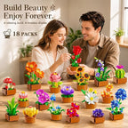 CUBIMANA 18 Unique Flowers Botanical Collection Mini Building Set, Tiny Flowers, Succulents & Plants with 3.6mm Mini Blocks, Desk Decor for Home Office, Relaxing DIY Gift for Women Adults Kids 12+