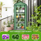 AlisisFores 4-Tier Mini Greenhouse Indoor Outdoor with Shelves, Portable Small Green House for Plants with Durable PE Cover & Zipper Door for Seed Starting, Balcony, Patio Garden