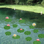 Abeillo 6Pcs Fake Lily Pads, 3 Sizes Floating Artificial Lily Pads Decorations, Realistic Pond Plants Decor for Pool Patio Aquarium Fountain