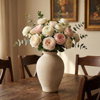 Large 9 Inch Ceramic Vase, Farmhouse Rustic Table Centerpiece, Vintage Floor Vase for Dried Flowers, Home Decor for Living Room, Mantel, Bookshelf & Office