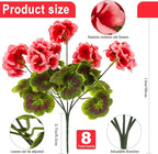 lovemoon 8 Pcs Artificial Geranium Plant Realistic Silk Flowers for Outside UV Resistant Faux Geraniums Flowers for Indoor Outdoor Home Garden Office Decoration (8, Peach)
