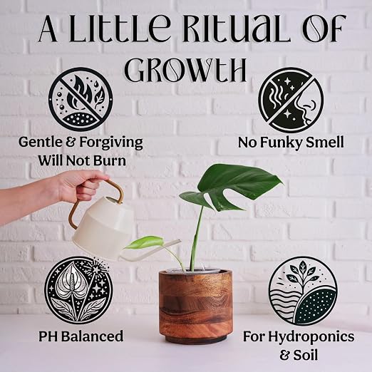 Organic Liquid Indoor Plant Food, Houseplant, Tropical & All-Purpose Indoor Plant Fertilizer, Organic Liquid Fertilizer 5-5-5 with Sea Kelp 1 Gallon Treats 800 Gallon of Water