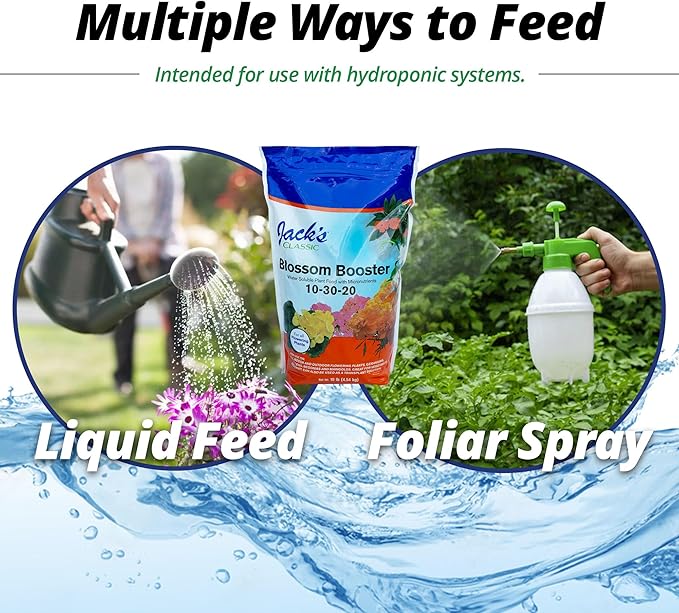 Jack's Classic 10-30-20 Blossom Booster Water-Soluble Fertilizer with Micronutrients for Increasing Color and Quantity of Blooms in Flowering Plants, 10lbs