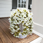 HyeFlora Bougainvillea Artificial Hanging Flowers Plants for Outdoors Decoration, 2pcs Faux Bougainvillea Vines White Fake Flowers Realistic UV Resistant Silk Flowers for Outside Planter Yard Gardens
