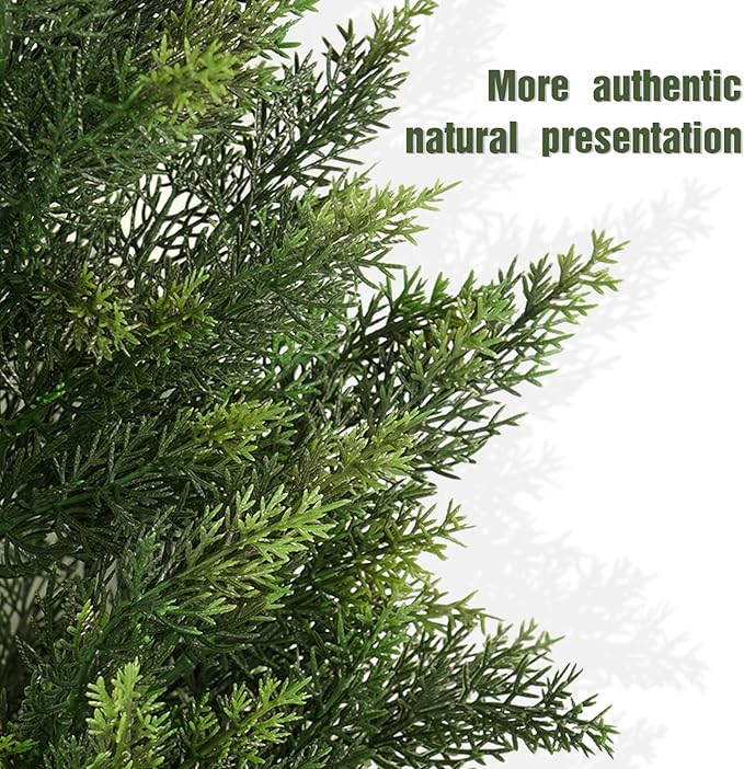 Vitalismo Outdoor Artificial Cedar Topiary Tree, Faux Evergreen Shrubs for Front Porch Decor, Lifelike Fake Bushes Plants for Home Living Room Front Door Decor (2, 5ft)