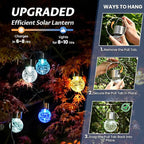 GIGALUMI Solar Lights Outdoor Waterproof, 12 Pack Solar Hanging Lights Garden Decor, Gifts for Women, Solar Outdoor Lantern Waterproof Cracked Glass for Yard, Fence, Tree(Cold White)