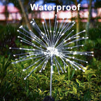 JJGoo Solar Firework Lights, 2 Pack 135 LEDs 2 Lighting Modes Solar Lights Outdoor Waterproof for Garden Patio Walkway Pathway Party Wedding Christmas Decorative - White