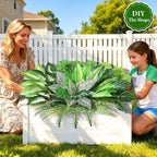Livole 8 Pcs Artificial Plants Outdoor Faux Plants Fake Greenery Stems with Boston Fern Lavender Morning Glory UV Resistant Artificial Flowers for Outdoors Porch Patio Garden Spring Summer Home Decor
