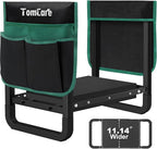 TomCare Garden Kneeler and Seat 11.14” Wider Larger Soft Kneeling Pad Garden Bench with 2 Large Tools Pouches Heavy Duty Foldable Garden Stool Gardening Gifts for Women Men Gardeners Seniors, Black