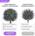 Dense Foliage Artificial Lavender Topiary Ball Trees 24 Inch, 2 Pack UV Resistant Fake Plants Outdoor, Faux Bushes with Ground Spike for Garden, Patio, Porch, Yard Decor