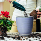 10 Inch Plant Pot - Round Ceramic Planter with Drainage Hole and Plant Saucer Indoor Outdoor for Decoration, Modern Home Garden Office Decor, House Warming Gifts, Blue-Purple