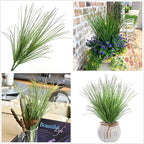 Artificial Wheat Grass Plants Fake Greenery Faux Onion Stems Plastic Plant Flowers Shrubs for Indoor Room Home Office Outdoor Decor Garden Porch Gardening Wedding Party DIY Wreath Decoration - 16 Pack