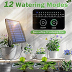 IPOW Upgrade 12 Timer Modes Supports 30 Pots 100% Anti-Siphoning Solar Irrigation System Automatic Watering System for Balcony, Indoor & Outdoor Plants, Garden, and Potted Plants