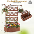 COSTWAY Wooden Raised Garden Planter with Trellis and Roof, 72" Freestanding Privacy Screen & Climbing Plant Support for Outdoor Patio, Balcony, Vegetable, Herb, and Flower Gardening (Brown,1)