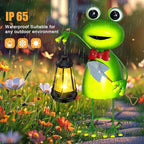Solar Garden Lights Frog Statue with Solar Lantern Lights,13.78in Tall Frog Decor Fairy Accessories,Birthday Gifts for Women Mom Grandma,Big Metal Decorative Stakes for Home decor,Patio,Porch,Yard Art