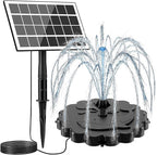 Jutai Detachable Floating Solar Fountain Kit -No Battery, DIY 3.5W Glass Solar Panel Water Pump Works in Shadow for Bird Bath, Water Feature,Garden, Outdoor-7 Nozzles,9.8ft Power Cord