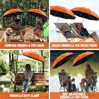 2 PACK Beach Umbrella with Clamp, 360 ° Adjustable Umbrellas for Chair, UPF50+ Umbrella for Beach Chair, Patio Chair, Wheelchair, Camping Chair, Golf Carts (Chair Not Included)