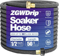 50FT 1/2" Water-Saving Soaker Hose with Solid Brass Connectors, Drip Irrigation Kit for Lawn & Yard