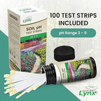 Soil pH Test Kit (3-9 Range) – 100 Test Strips for Garden, Lawn, Vegetable & Flower Beds | Quick & Easy Soil pH Monitoring for Indoor & Outdoor Plants | Leaping Lynx