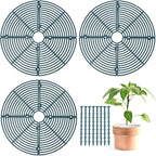 Sawysine 3 Pcs Plant Pot Cover Plant Protector from Animal Flower Pot Grid with Center Cutout Flower Cover Soil Protectors(11.8 in,Blackish Green)