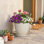Ceramic Plant Pots, 10 Inch Pots for Plants with Drainage Hole and Saucer, Round Flower Pot for Indoor Plants, Decorative Indoor Planter, House Porch Decor, House Warming Gifts, Cream White