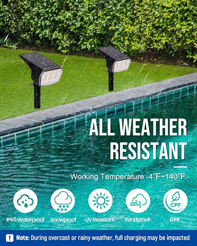 AUDERWIN Solar Spot Lights Outdoor 63 LED 3 Lighting,Waterproof IP65 Modes Spotlights for Outside House Yard Garden Landscape Lights 1 Pack (Natural Light)