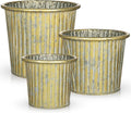 Gold Metal Rustic Flower Pots - 3 PCS Galvanized Planters Rustproof Durable Metal Buckets Plant Pots Vintage-Inspired Charm Rustic for Farmhouse Garden Herb Indoor Outdoor Decor(Dia.5.5"/6.5"/7.1")