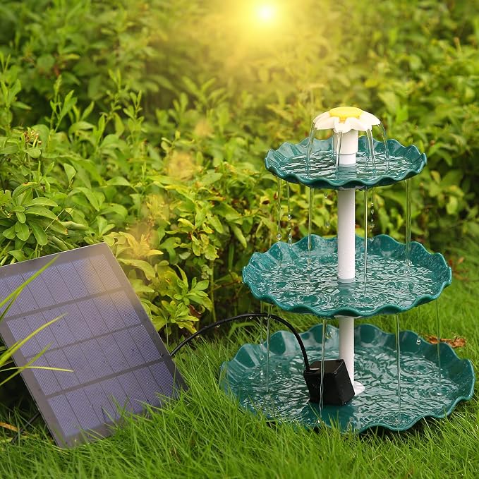 AISITIN 3.5w Solar Fountain Pump with 3 Tiered Bird Bath DIY Solar Water Fountain 2026 Detachable Solar Powered Pump for Bird Bath, Garden, Fish Tank and Outdoor Bird Feeder