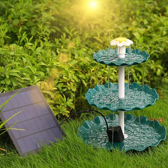 AISITIN 3 Tiered Bird Bath Solar Fountain Pump, 3.5W Solar Water Fountain, 2026 New DIY Solar Powered Water Pump for Bird Bath, Garden, Fish Tank and Outdoor Bird Feeder