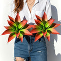 Ttranewsoo Artificial Agave Plants,Large UV Resistant Fake Agave Planters 12" for Indoor and Outdoor Decorating Tropical Plant Succulents Greenery Indoor Decor (2Pack, Red)