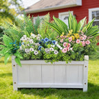 Alupssuc 48Pcs Artificial Flowers and Plants,UV Resistant & No Fade Fake Plastic Greenery Shrubs for Home Garden, Pathway, Front Porch-Spring Summer Decor, Indoor/Outdoor Use,Pink Blue Yellow White