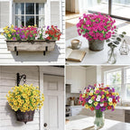 24 Bundles Artificial Flowers for Outdoors Fake Silk Flowers UV Resistant Faux Plants Eucalyptus for Spring Summer Decoration Planters Table Vase Garden Yard Porch Window Home, Multicolor