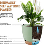 Plant Pots 8/7/6.5/6/5.5/5 Inch Self Watering Pots, Set of 6 Plastic Planters with Drainage Holes and Saucers,Plastic Flower Pots,Nursery Planting Pot for Indoor Out Door Plants（Green）