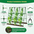 51" x 53" Cucumber Trellis for Raised Bed, A-Frame Garden Trellis for Climbing Plants Outdoor, Rust-Proof Metal Support for Tomato, Peas, Beans, Zucchini & Vines, with Netting & Clips