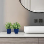 Der Rose 4 Pack Small Fake Plants Artificial Plants Indoor Office Desk Accessories for Aesthetic Room Decor Blue Bathroom Decor