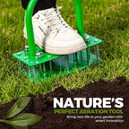 GrdnCare Aerator Lawn Tool with 15 Iron Spikes, 6-Spring Self-Cleaning Heavy-Duty Lawn Aerator Tool -Automatic Reset & Dirt/Leaf Clean System for Soil Loosening & Dethatching in Yard, Patio & Garden