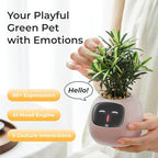 Smart Pet Planter, Smart Plant Pot, With Artificial Intelligence, Time Weather Display, And Multiple Expressions Animation,Lovely Plant Companion, For Desktop Decoration, Gifts,Plant-Free (Blush)