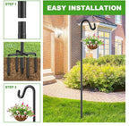 92" Heavy Duty Bird Feeder Pole, Height Adjustable Shepherds Hook for Outdoor - 5-Prong Bird Feeder Hanger, Rust-Proof Hanger for Plants, Wind Chimes, Hummingbird Feeders & Wedding Decor